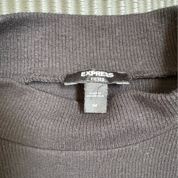 Express Ribbed Black Mock Neck Top - Picture 2 of 2
